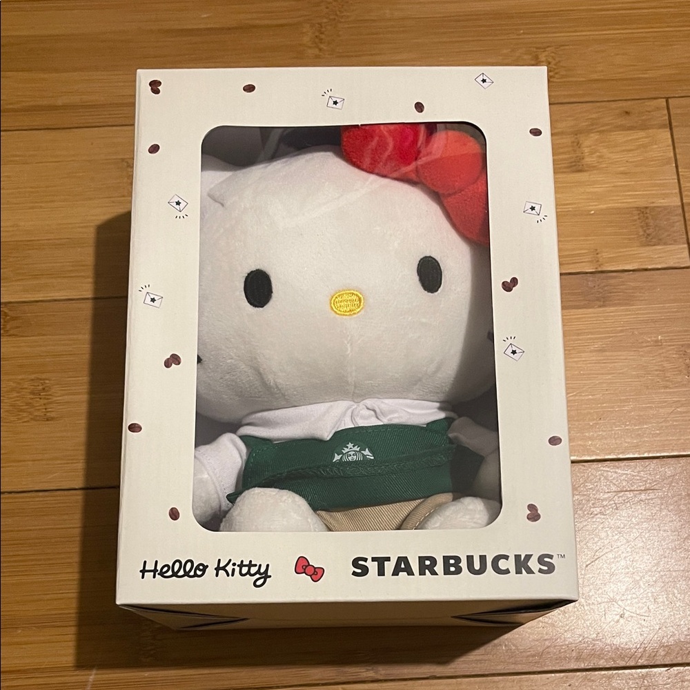 Starbucks Hello Kitty Plush with Red Bow and Green Apron